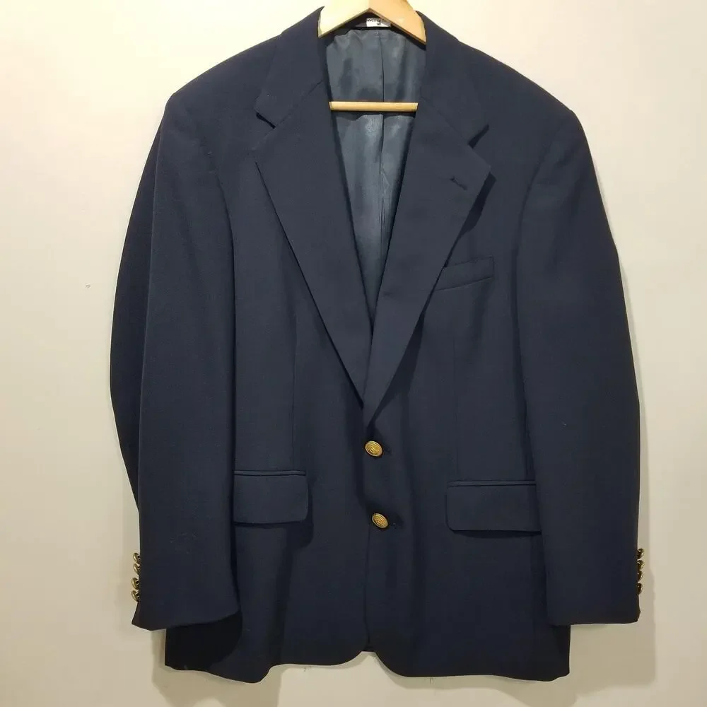 Vintage Polo University Club Ralph Lauren Blazer Mens Long Wool Gold Buttons